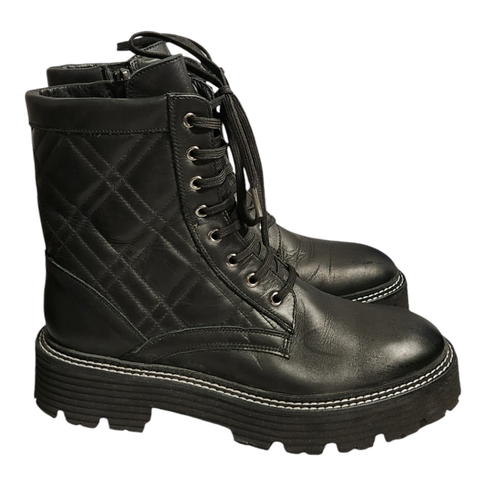 NEW La Canadienne Women's Yasmine In Black Waterproof‎ Leather SZ 39